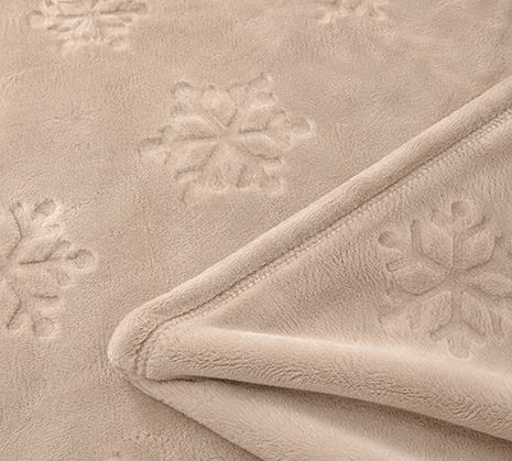 Snowflake cut‑flower flannel blanket, premium stitched edge and pattern detail shot