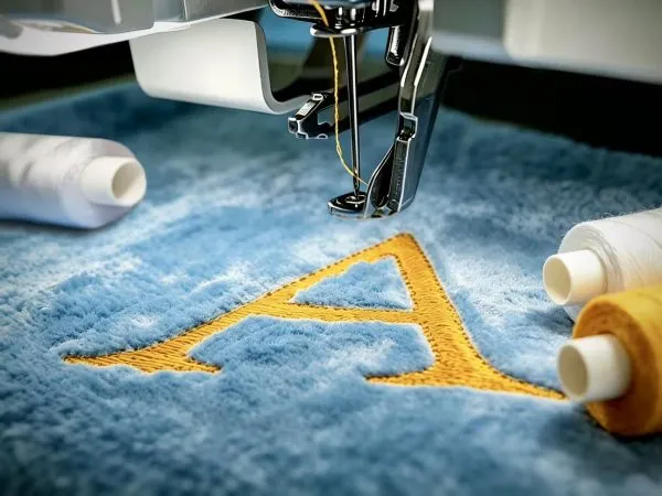 Fleece blanket with custom logo embroidery, OEM textile personalized customization service