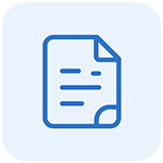 Blue line document icon, fabric specification sheet & product data sheet