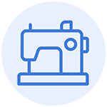 Sewing machine line icon for textile manufacturing