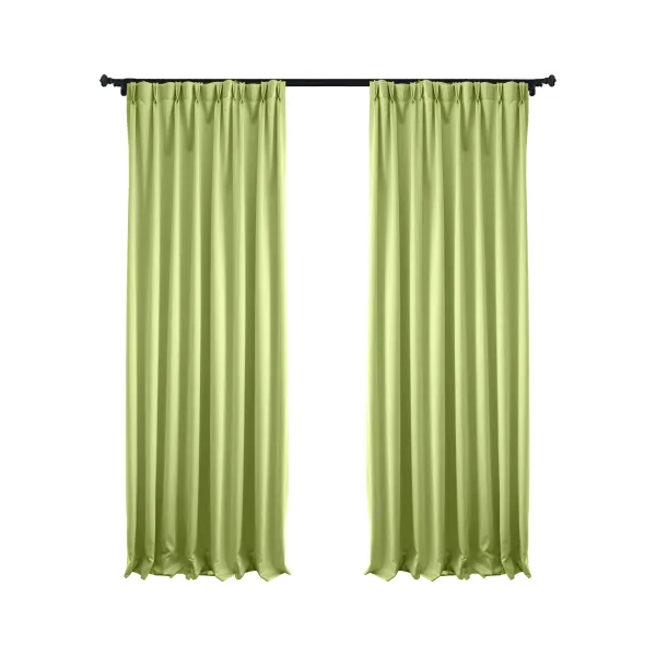 Solid light green pinch pleat window curtain, plain drape curtain for residential interior decoration