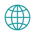 Globe outline icon for worldwide export & global textile business