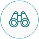 Binoculars outline icon for market research & trend insight in home textiles
