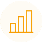 Bar chart growth line icon for home textile production capacity