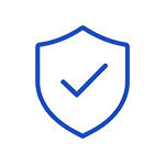 Shield with checkmark line icon for textile quality assurance