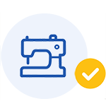 Sewing machine line icon for custom textile manufacturing & stitching