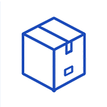 Isometric carton box line icon for finished textile packing & delivery