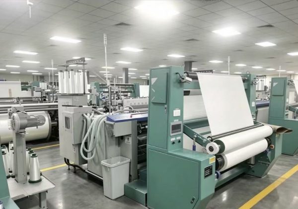 Textile factory workshop producing woven fabric for home textile and blanket products