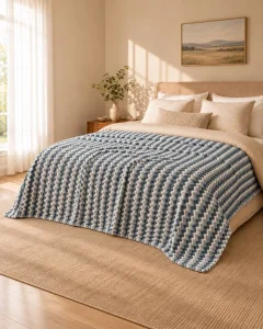 Jacquard flannel fleece blanket, full bed coverage, warm bedroom styling
