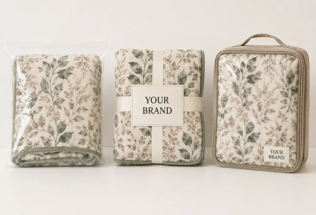 flannel throw blanket custom packaging for wholesale textile