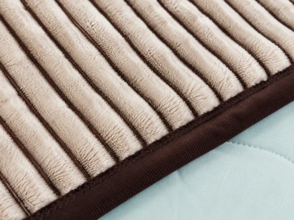 Ribbed Flannel Fleece Blanket, binding hem stitch detail with durable neat finish