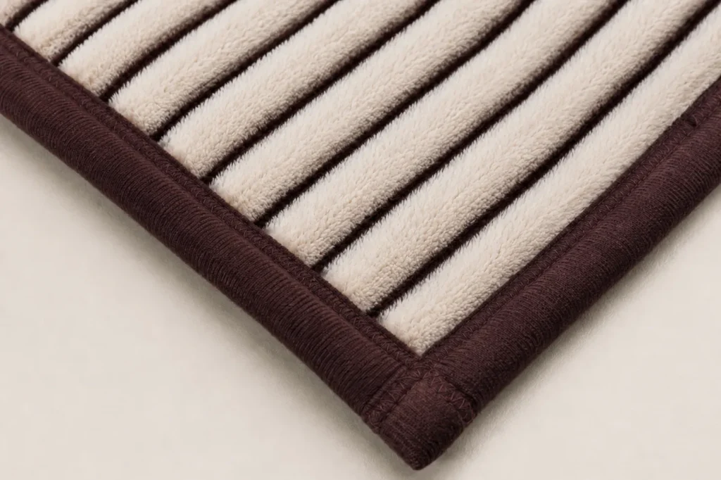Ribbed Flannel Fleece Blanket, corner seam close‑up with reinforced durable stitching