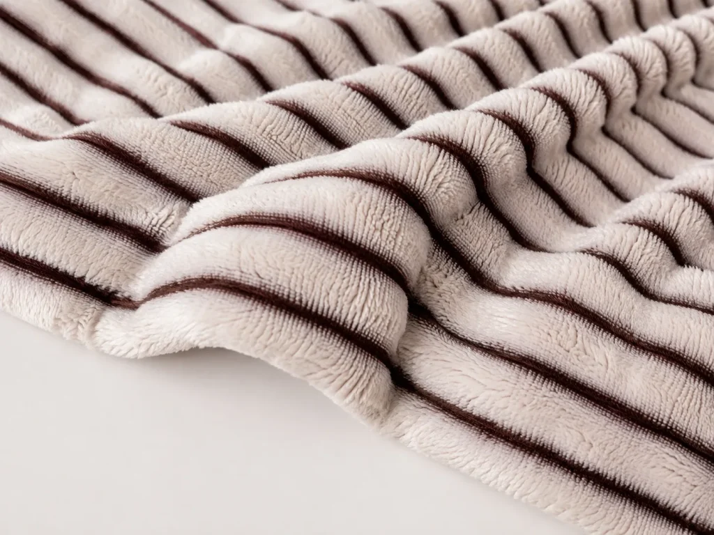 Ribbed Flannel Fleece Blanket, wrinkled fabric close‑up showing soft premium texture