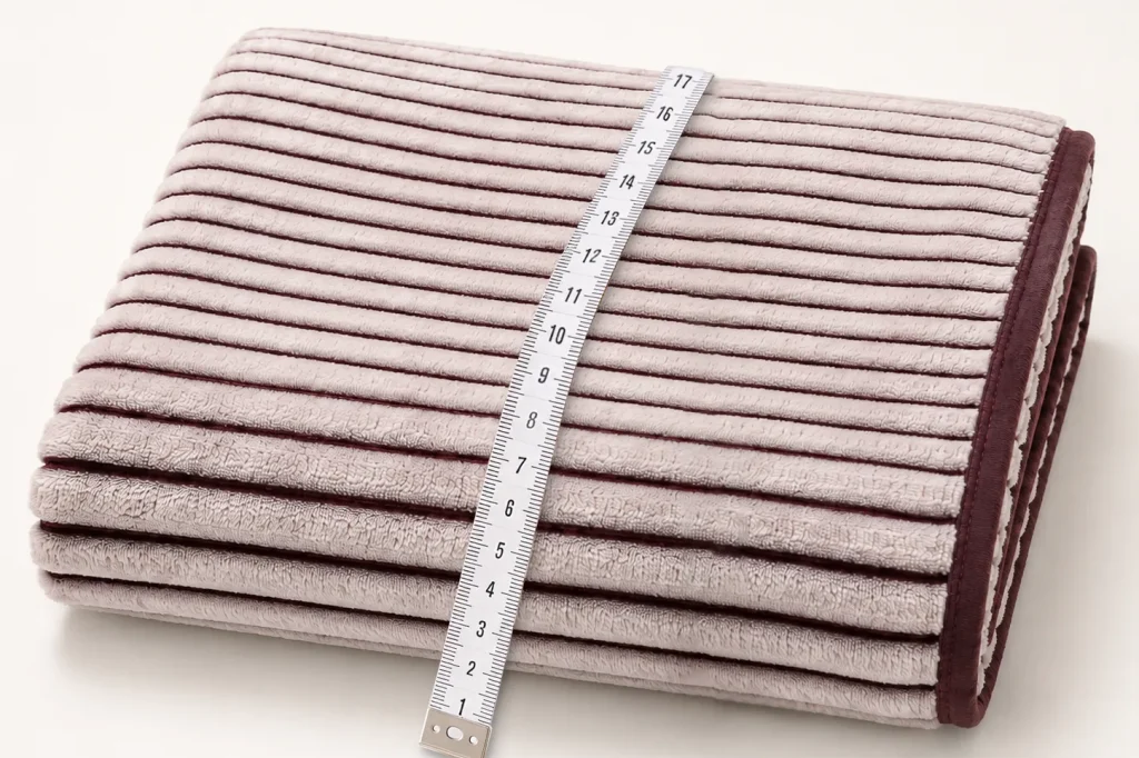 Ribbed Flannel Fleece Blanket, folded size measurement for custom dimension service